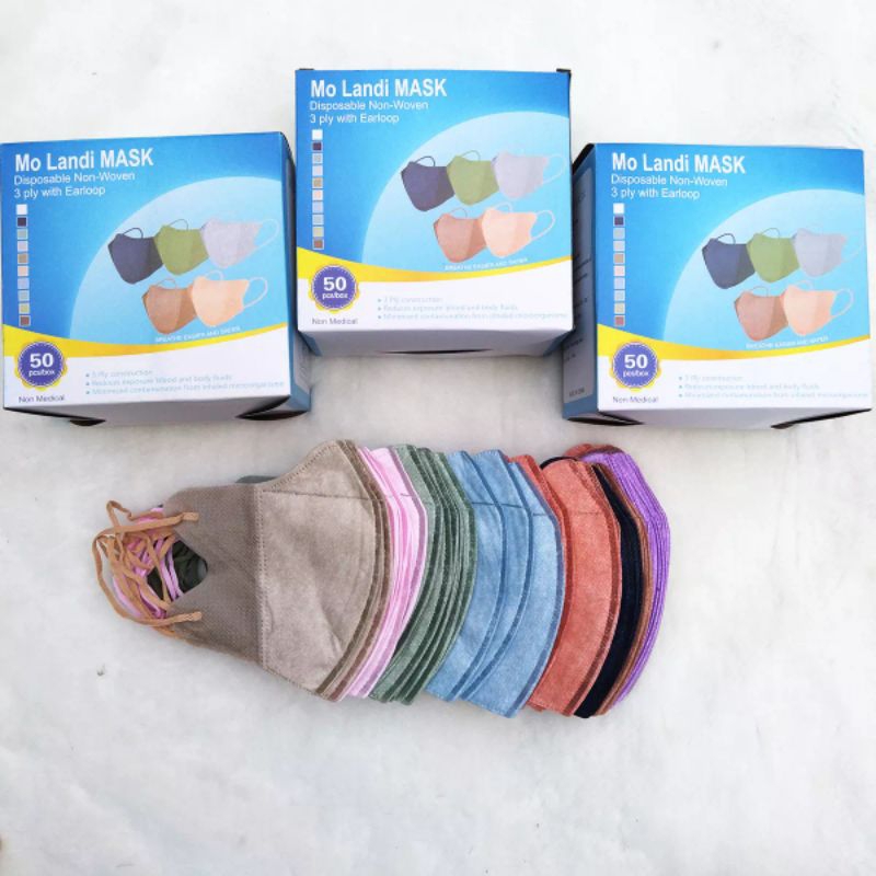 Masker Duckbill 3 Ply Face Mask Warna Mix 1 Box Isi 50 pcs