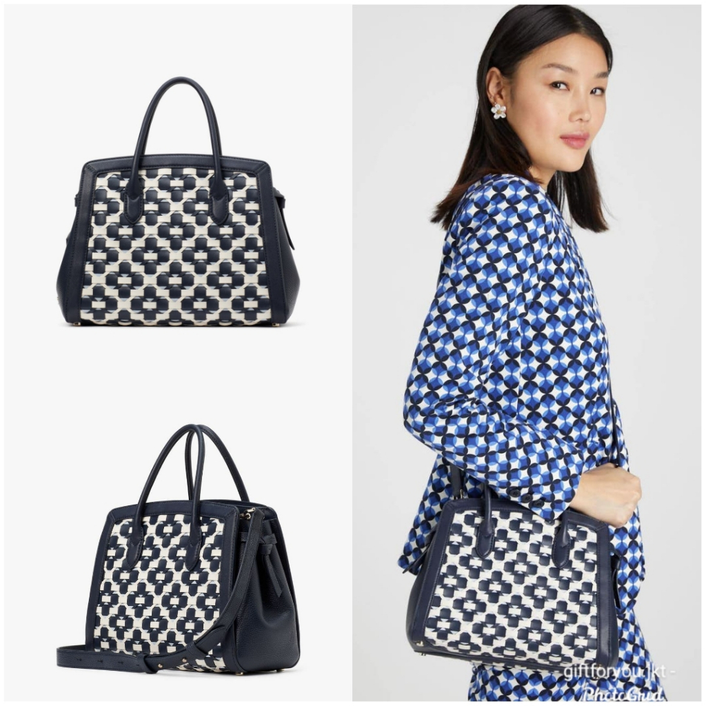 Tas Selempang Kate Spade Bag Knott Woven Leather Medium Satchel Crossbody Wanita Perempuan Woman Fas