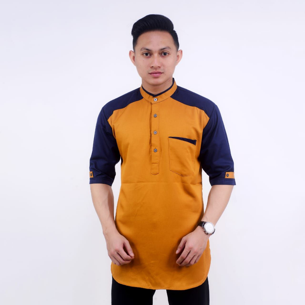 Baju Koko Kurta Dewasa Kekinian Baju Muslim Pria Bahan Toyobo Lengan 3/4