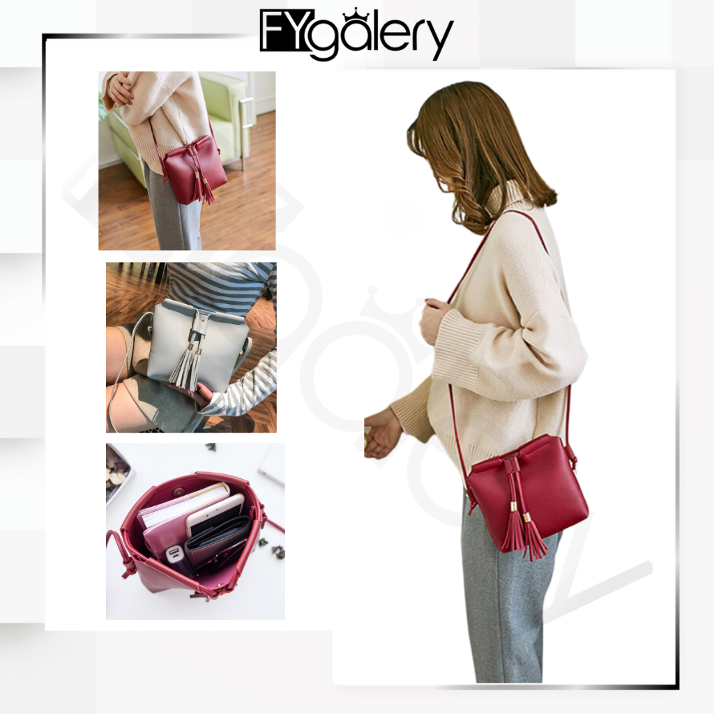 FYGALERY FYG1154 Tas Selempang Tas Mini Rumbai Tas Fashion Wanita Sling Bag Murah