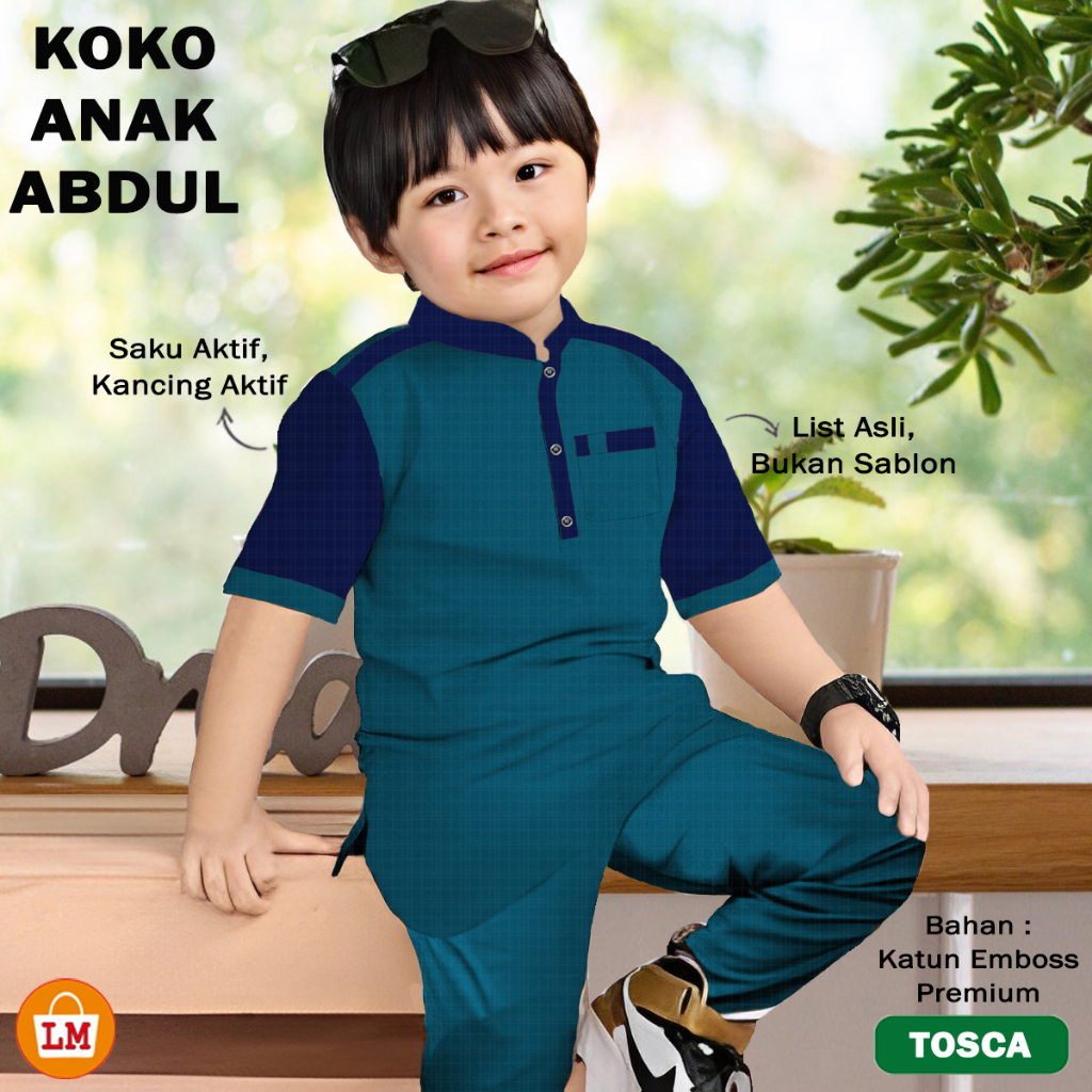 TERMURAH TERLARIS [ COD &amp; Gratis Ongkir ] Setelan KOKO ANAK ABDUL Lengan Pendek Bahan Katun Emboss Premium Stelan Baju Muslim Lebaran Anak Laki-Laki TERBARU LM 26534 26540