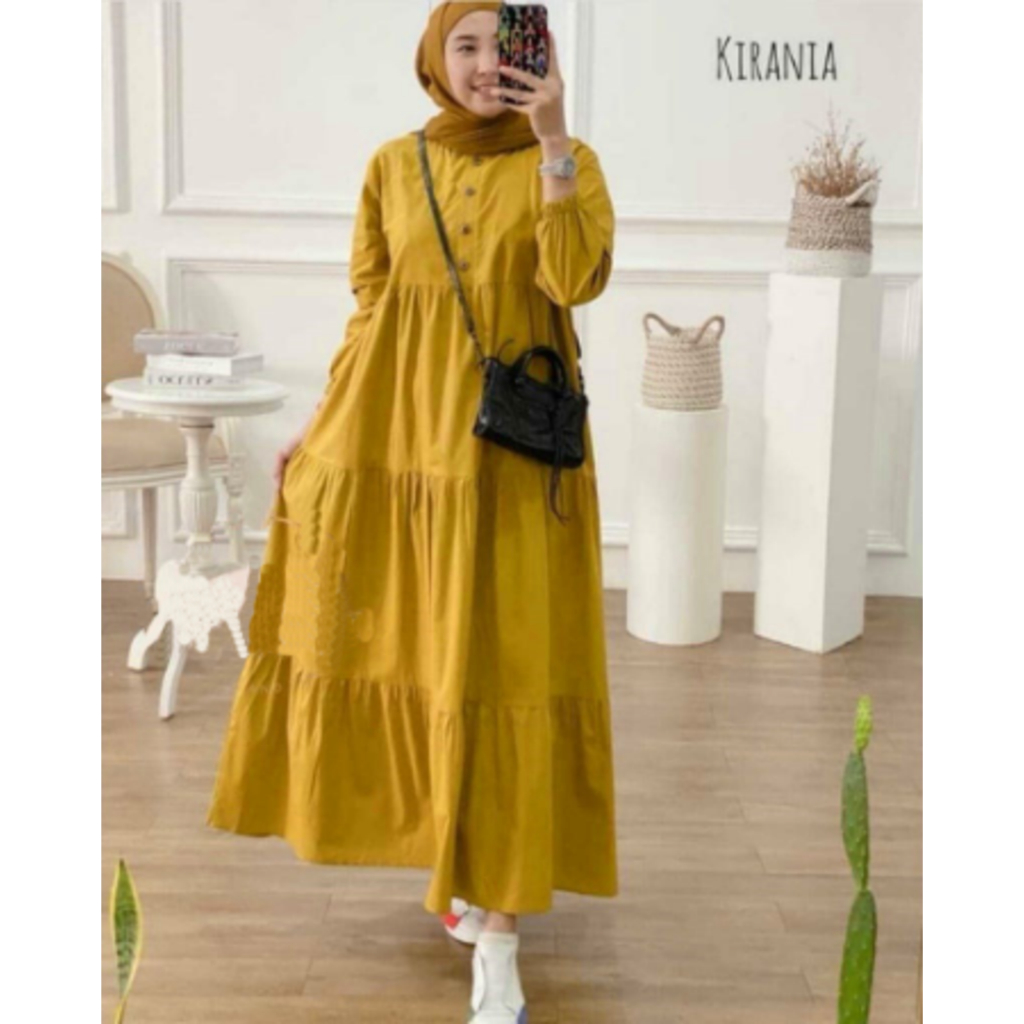 Kirania Gamis Midi Dress Wanita Fashion Terbaru Bahan Rayon Premium