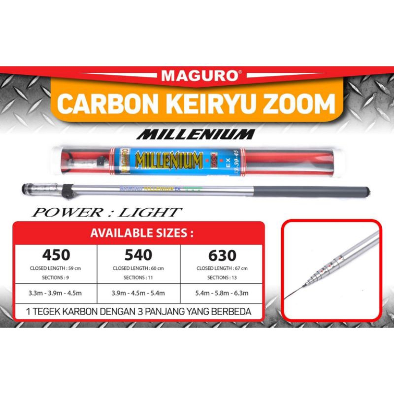 Joran Tegek / Pole Maguro Carbon Keiryu Zoom Millenium Pilih Ukuran