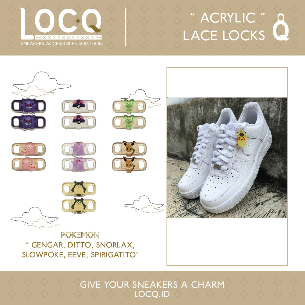 Aksesoris Tali Sepatu Acrylic Lace hook - Pokemon Gengar, Snorlax, Eeve, Spirigatito, Ditto, Slowpok