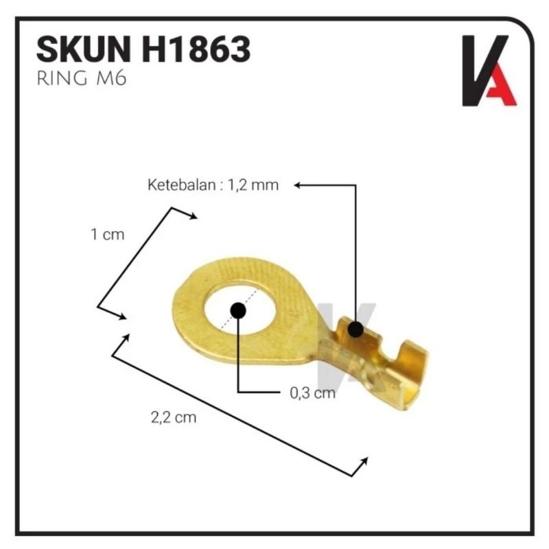 TERMINAL SKUN KONEKTOR KABEL GEPENG RING M6 BAUT 10 TEMBAGA SATUAN