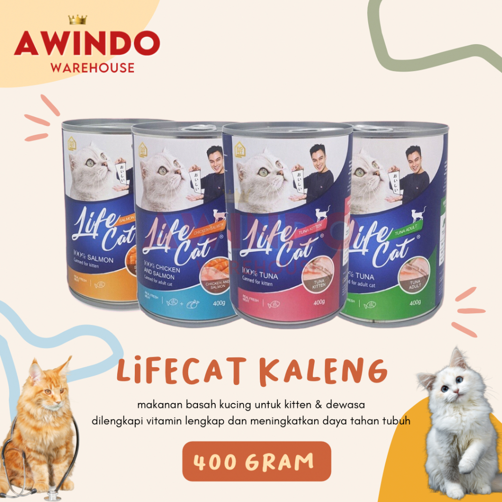 LIFE CAT KALENG 400GR - Makanan Kucing Basah Lifecat Adult Kitten 400g