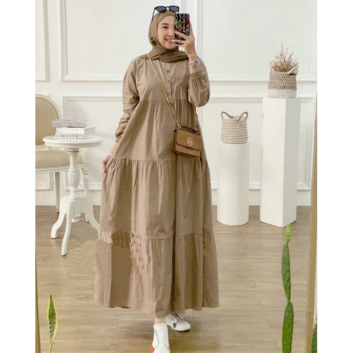 Kiraniaaa Gamis Terbaru Kekinian Midi Dress Rayon Polos Fashion Muslim Dewasa