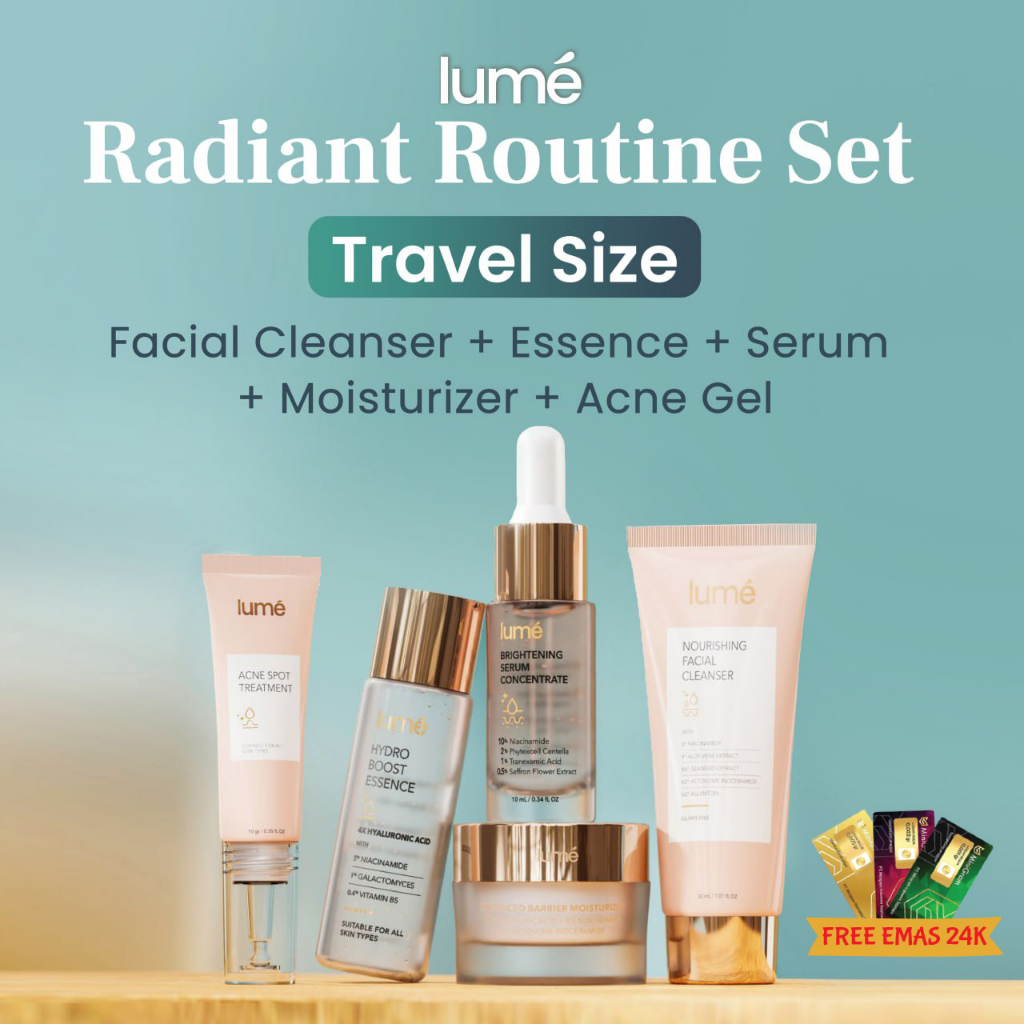 (Free Emas 24K) Paket Bundling LUME Skincare Radiant Routine Set Travel Size