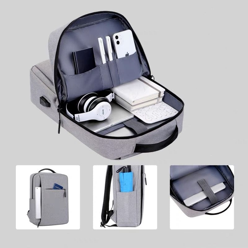 [UNI 043] TAS PRIA/UNISEX TAS RANSEL POLOS RANSEL LABTOP USB CHARGE TAS SEKOLAH