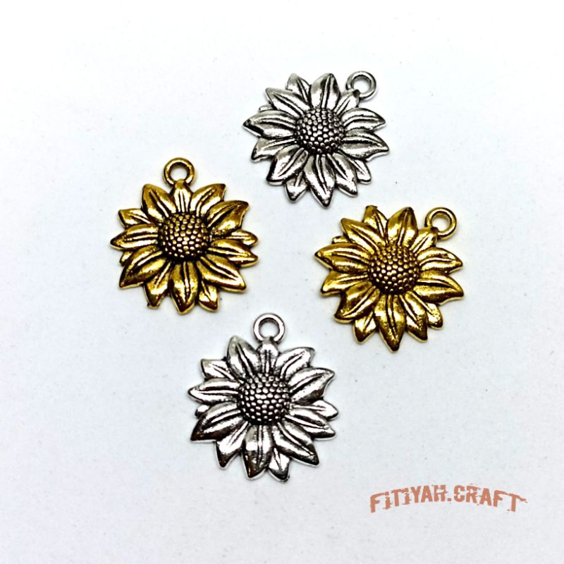 Liontin Charm Bunga Matahari 19*22 mm Charm Model Bunga Matahari Bandul Gelang Kalung Dan Aksesoris DIY