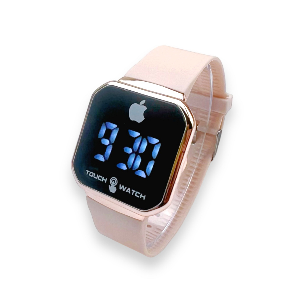 COD✅ Jam Tangan Digital Wanita Pria Watch LED Rubber Elektronik Touch Screen Harga Murah    S1201-S1285-Cream