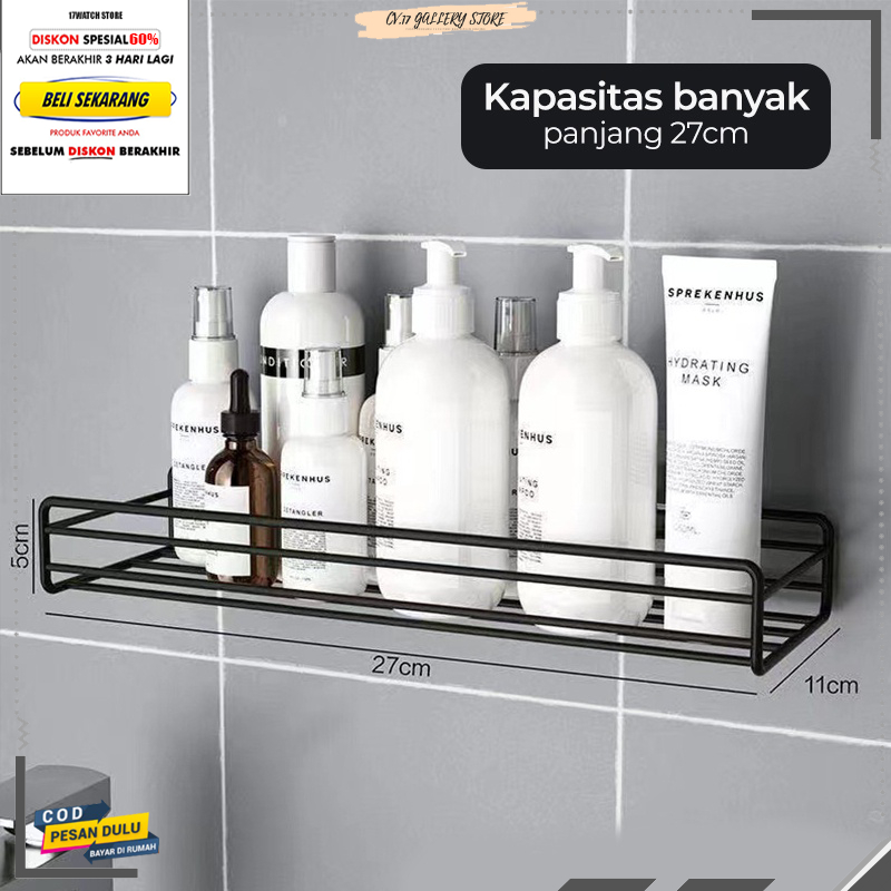 Rak Pojok Sudut Kamar Mandi Dinding Tempel Tempat Bumbu Dapur Sabun Cuci Baju Sikat Gigi skincare Dan Makeup Keranjang Besi Peralatan Perlengkapan Dekorasi Kamar Mandi Gantung Tempel Dinding Dingding Keramik Tanpa Paku Bor Stainless Anti karat Aesthetic