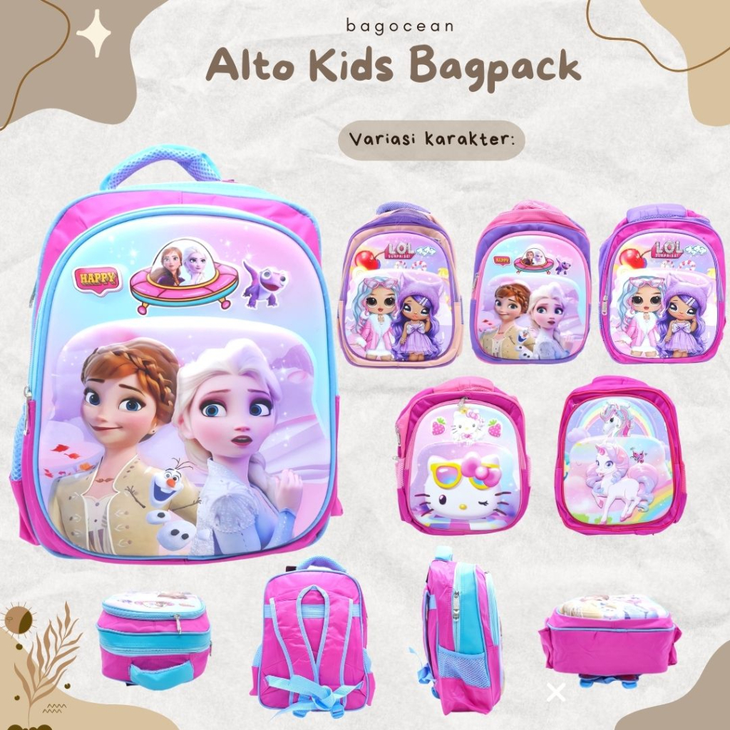 Tas Anak Alto ANIMASI 14&quot; ORIGINAL BARU / Ransel Anak ALTO Cewek Embos MURAH / Tas Punggung ALTO Anak Perempuan original KUAT / TAS ANAK ALTO TIMBUL MENGKILAT EMBOSS KEREN / TAS ANAK CEWEK ALTO TIMBUL BARU kuat tebal UNICORN HELLO KITTY FROZEN MURAH ORI