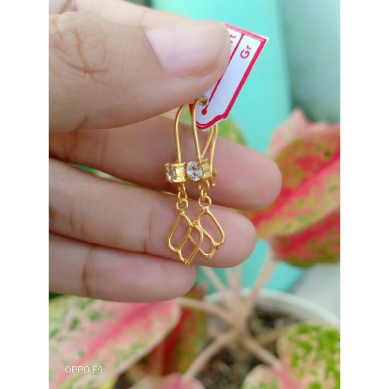 anting perak lapis emas 22karat