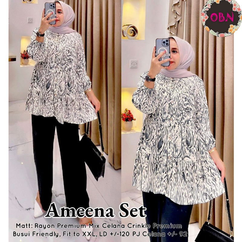 Jasmine Set / Setelan Hijab / Oneset Katun Rayon / Ameena Set / Setelan Tunik / Setelan Kulot Jumbo