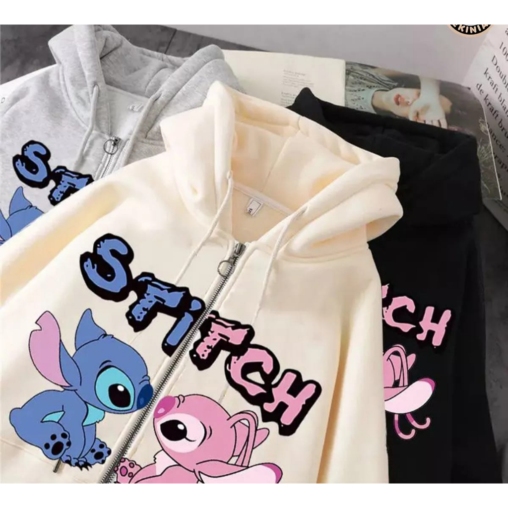 Jacket Zipper Hoodie Wanita Oversize | STITCH Ziper Premium Jacket Sweater Hoodie Wanita Oversize