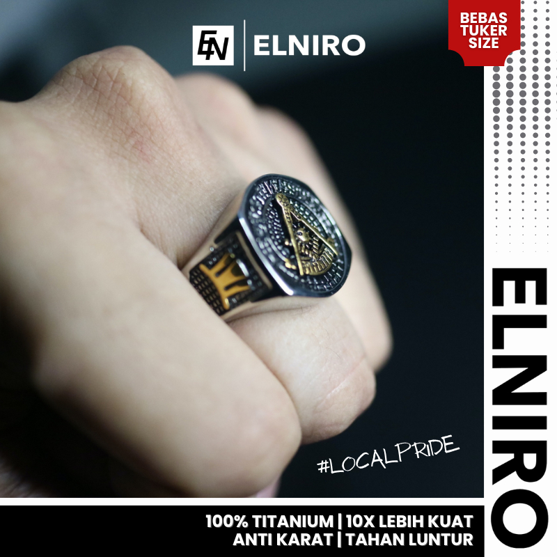 ELNIRO Premium Rings PAST MASTER Real Titanium Anti Karat Cincin Titanium Pria Wanita