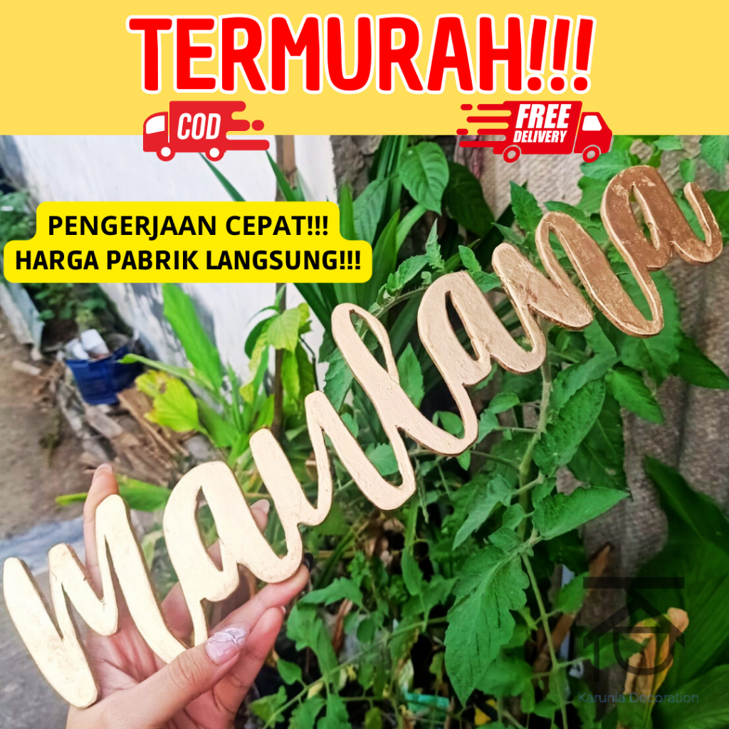 (TERMURAH) Huruf Kayu Custom/Hiasan Dinding/Custom Nama/Dekorasi Kamar Tidur/Dekorasi Nama Usaha/Hur