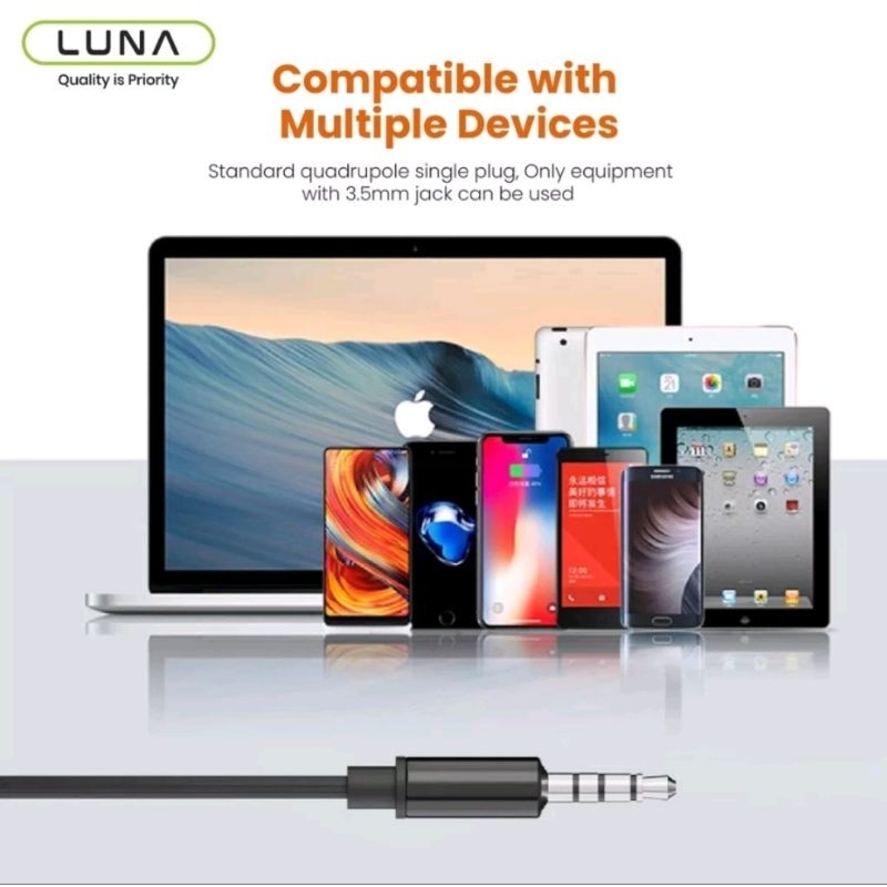 Luna Handsfree Stereo In-Ear Wired Earphone cable with Mic Free Pouch - Headset jack 3.5mm Gaming sport EA-2Y EA-2Z EA-2A1 EA-25 EA-2X EA-2W EC17P Varian Series