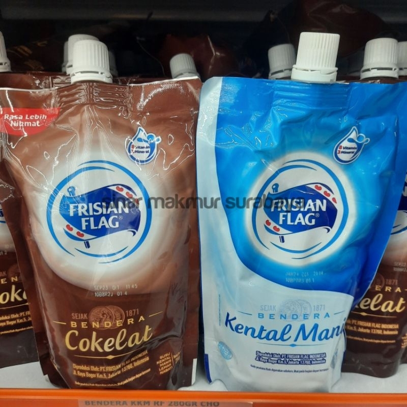 

Susu Kental Manis Cap Bendera / SKM Frisian Flag 280gr Coklat Dan putih