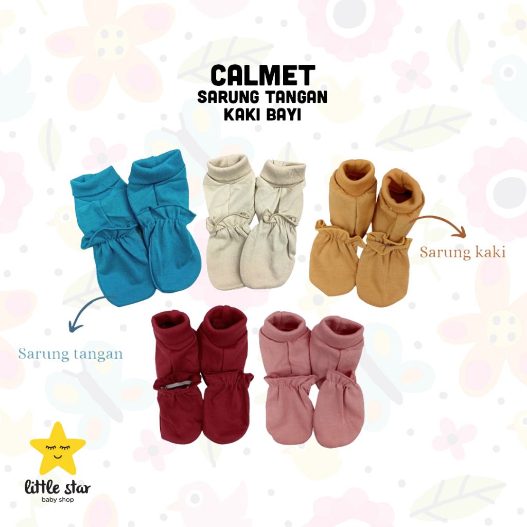 Calmet Sarung Tangan &amp; Kaki Bayi Warna Polos