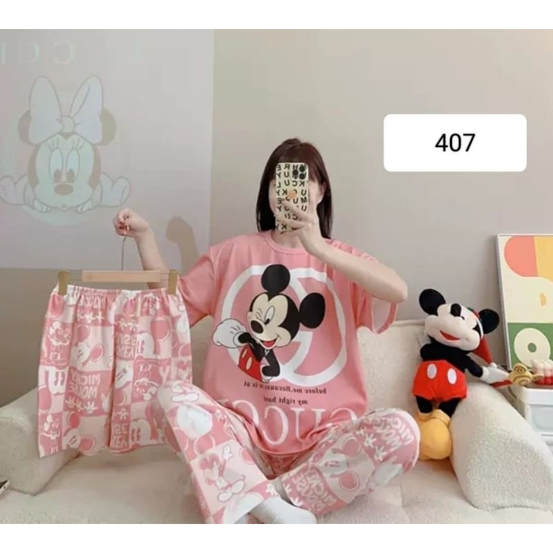 Piyama 3 in 1 dewasa import | baju tidur import lengan pendek | baju tidur 3 in 1