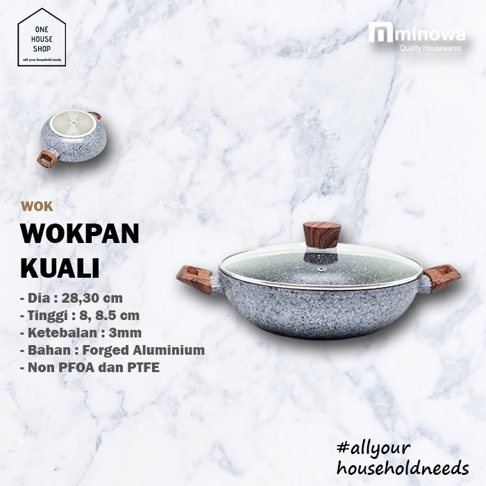 Kuali Wok Anti Lengket Induksi Premium Minowa By Minowa Tutup Kaca