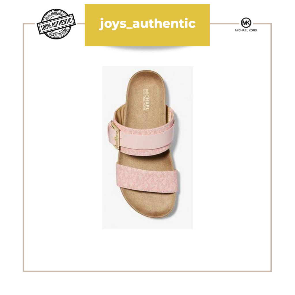 Sendal Wanita Michael Kors Mylah Sandal Monogram Small Powder Blush with box Woman Sandal Authentic 