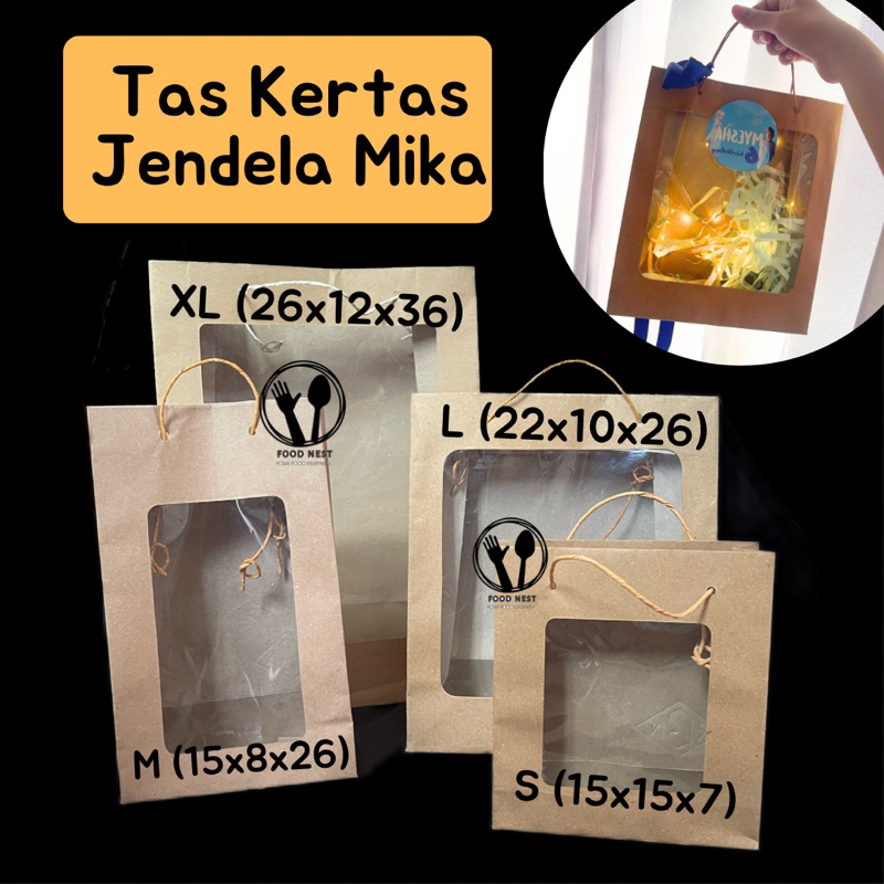 PAPER BAG WINDOW GOODIE BAG PAPER BAG TAS KERTAS MIKA JENDELA TRANSPARAN tas hampers tas kado tas bening tas mika kotak kado tas souvenir tempat souvenir tas kado goodiebag paperbag