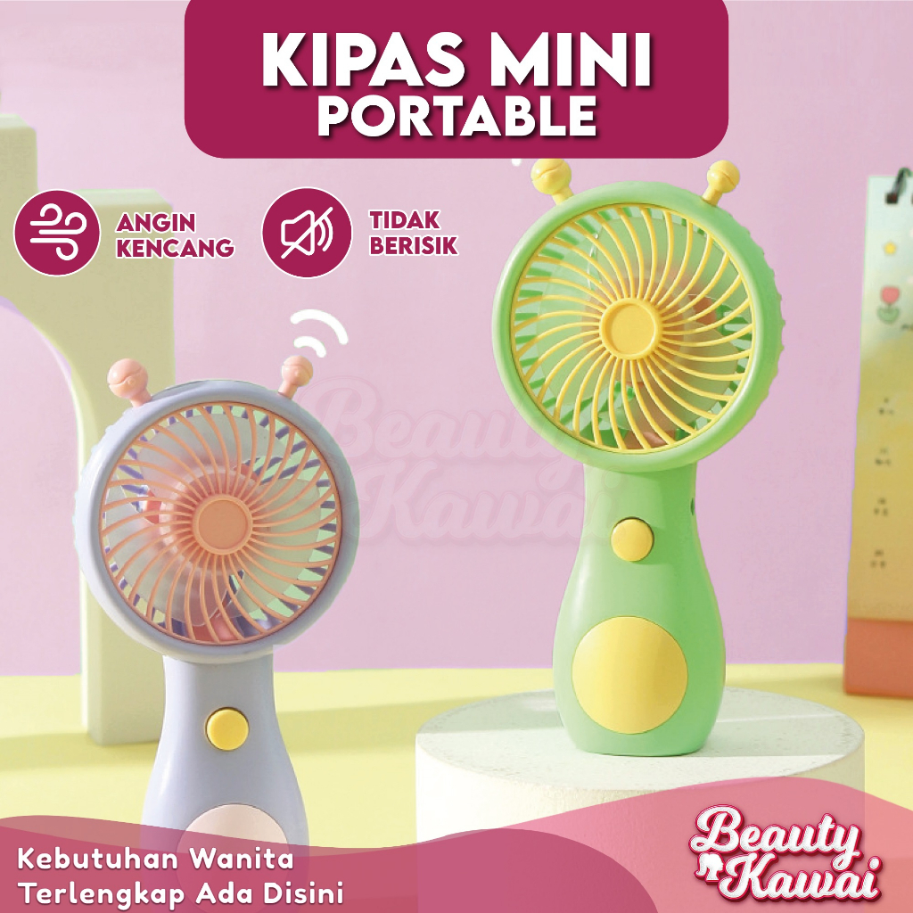 Kipas Genggam Angin Mini Karakter Fan Lucu Handheld USB Rechargeable Portable