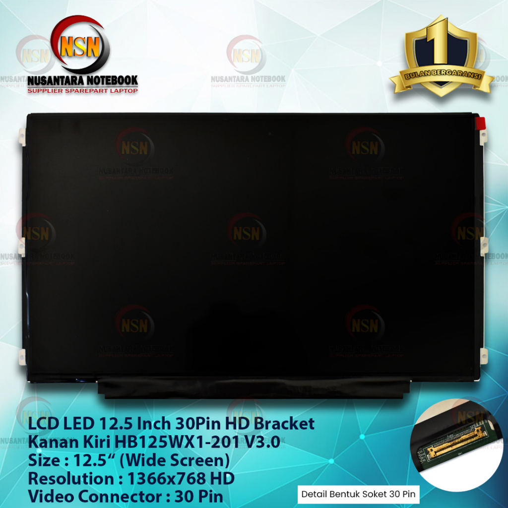 LCD LED 12.5 Inch 30Pin HD Bracket Kuping Kanan Kiri HB125WX1-201 V3.0