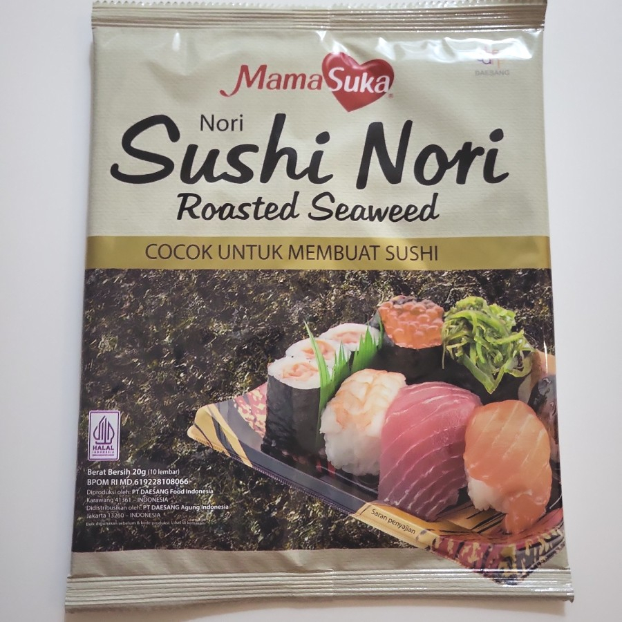 

Mamasuka Nori Suhsi Nori Roasted Seaweed 20gr Halal 10 lembar persegi