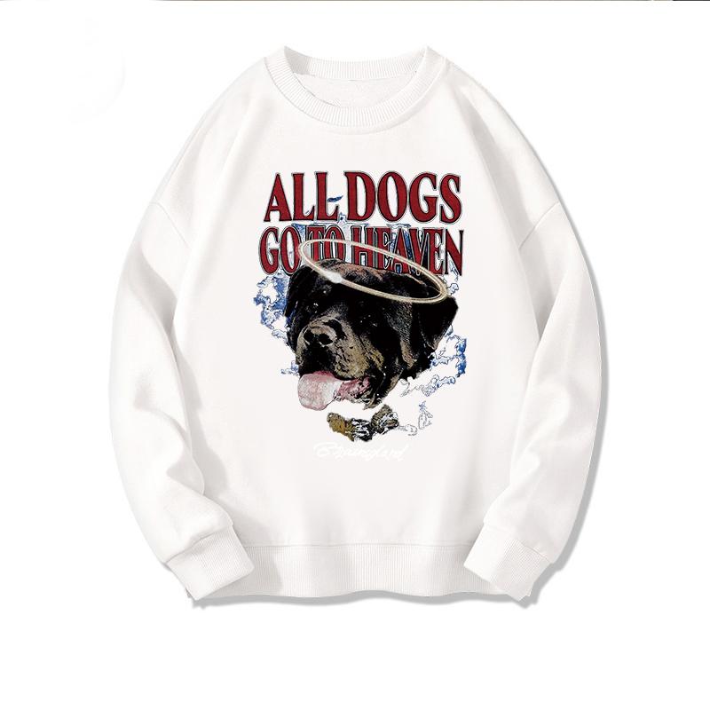 Kaos Stasan Wanita Oversize Sweater American Vintage Cartoon Graphic Dog Priting Top Kekinian Casual Sweater