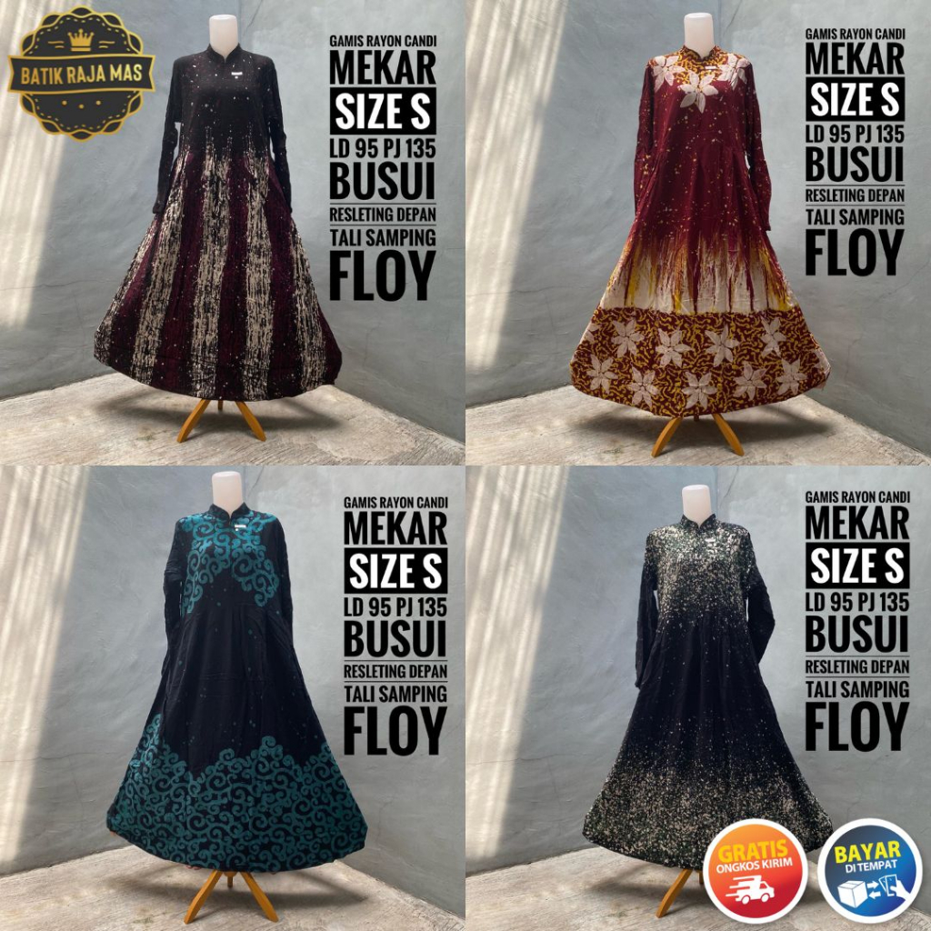 Gamis Rayon Premium Candi Mekar Wanita Dewasa Terbaru Busui Friendly Resleting Depan Tali Samping Kl