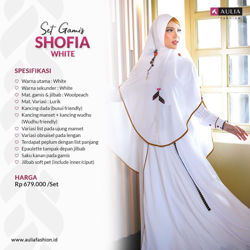 Gamis ORI AULIA SHOFIA XL Set Putih Bersih
