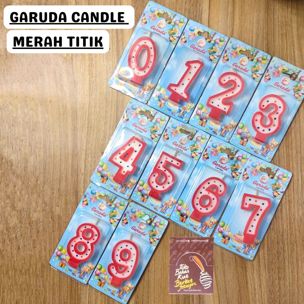 GARUDA CANDLE MERAH TITIK / LILIN ANGKA / PCS