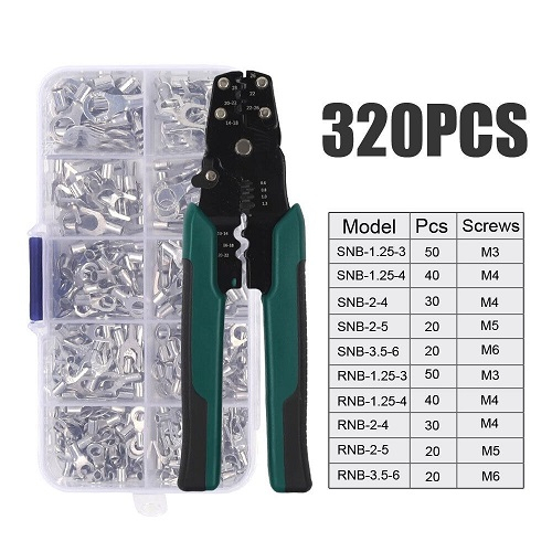 Terminal Crimp Spade Electrical U/O Shaped 320 Pcs Splicing Wire Connector Cable With Tang Skun