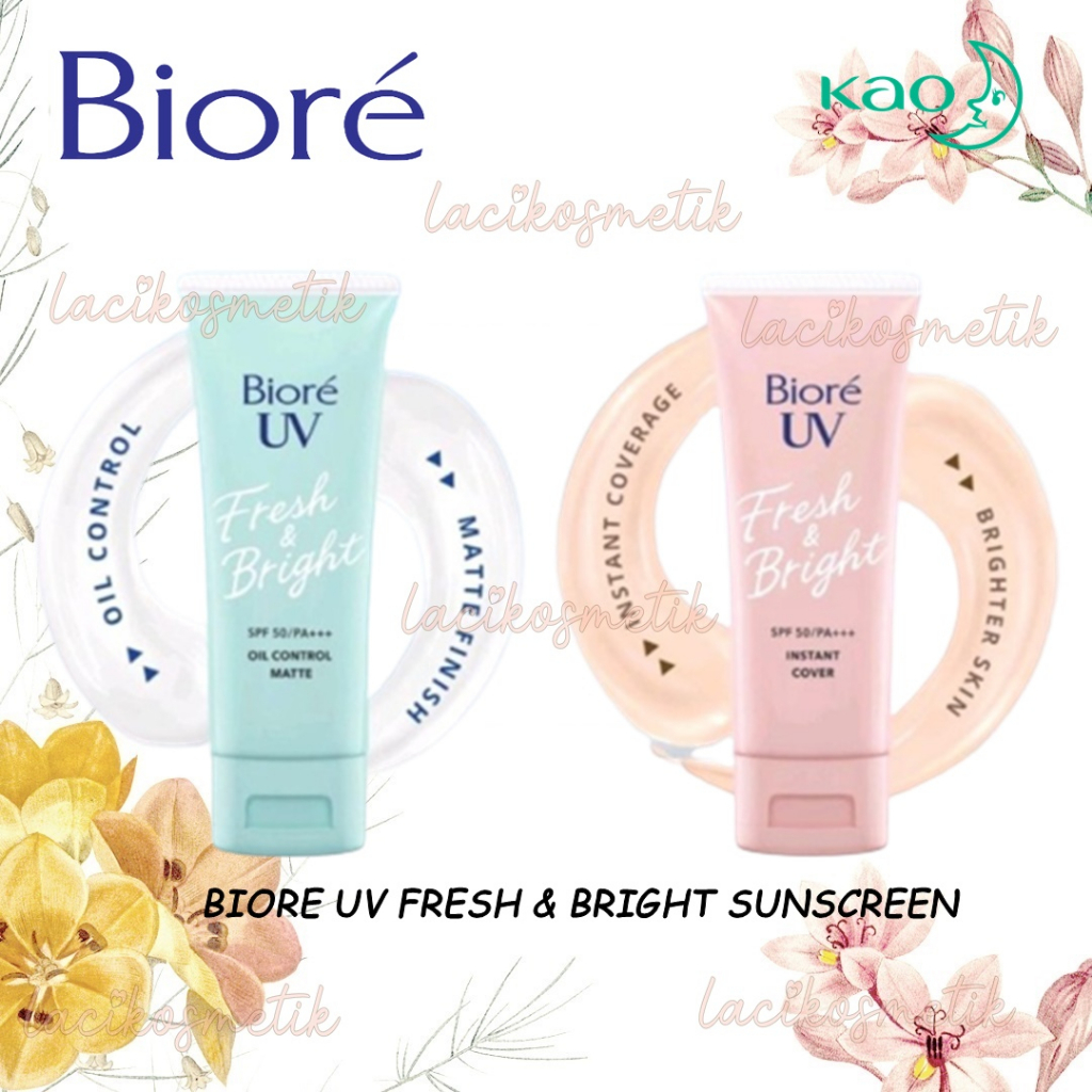 ✨LACIKOSME✨BIORE UV FRESH &amp; BRIGHT SUNSCREEN - INSTAN COVER OIL CONTROL SPF50 PA+