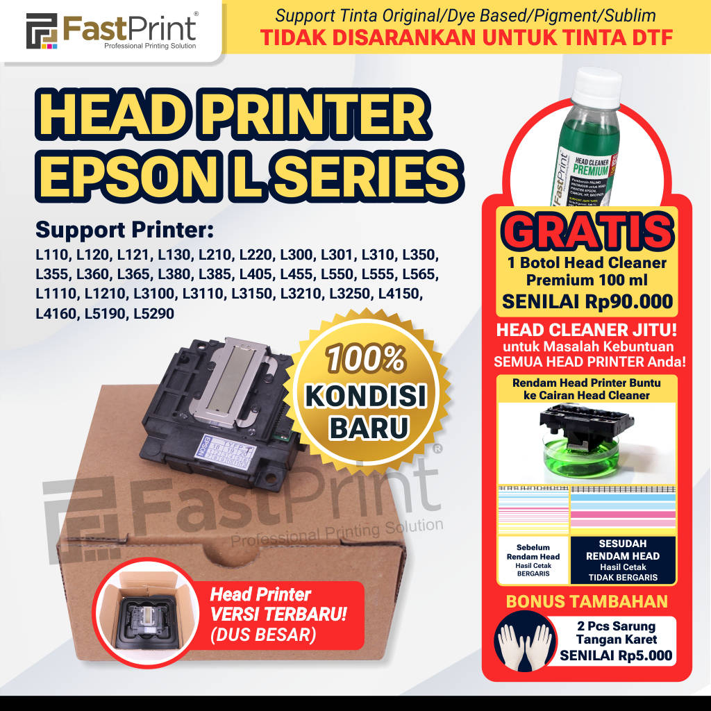 Print Head Epson L110 L210 L120 L220 L310 L1110 L3110 L121 L1210 L3210 L5290 L3250 L3100 L301 New Dus Besar