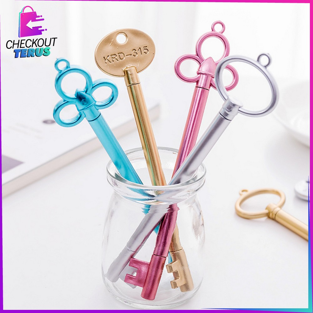 CT A64 Pulpen Gel Bentuk Kunci Rumah Alat Tulis Stationary Pena Kunci Classic Souvenir Pen Pulpen Bolpoin Gel Karakter Lucu