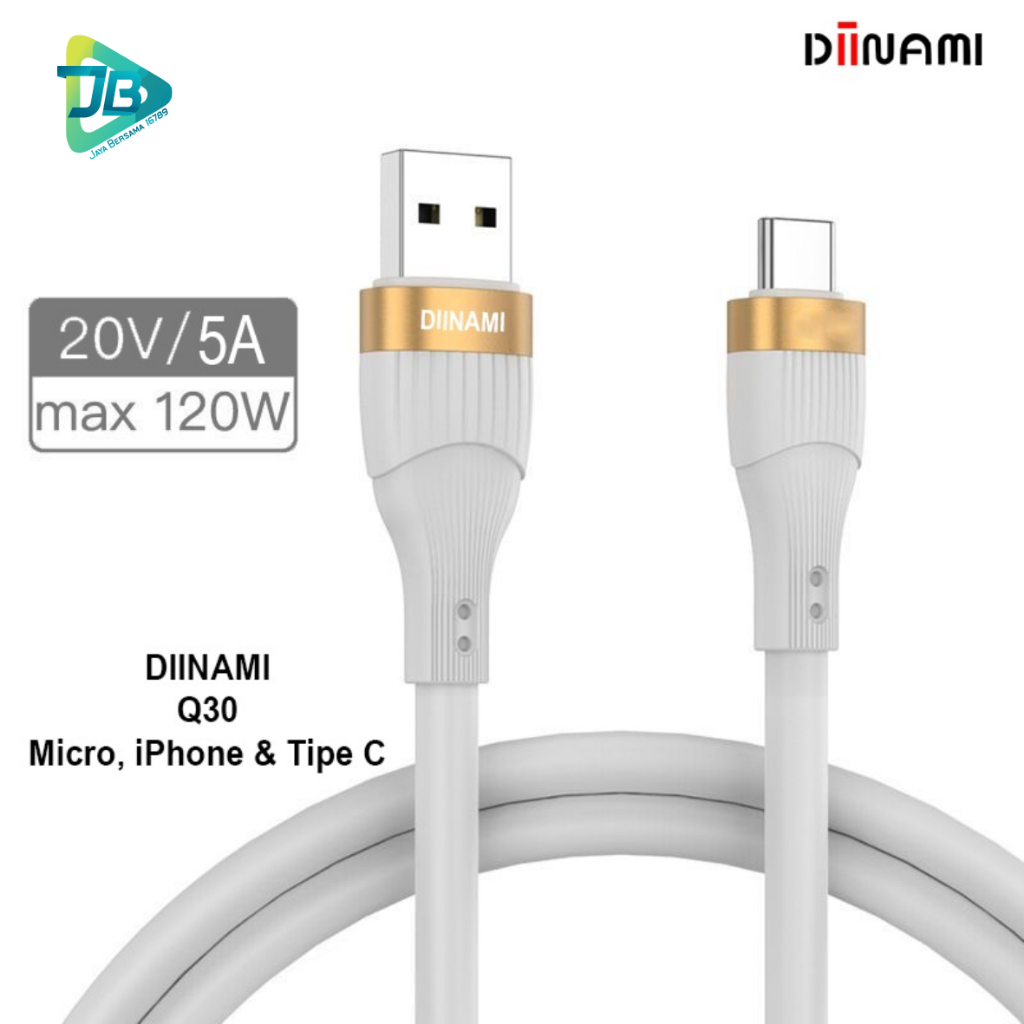 ￼DIINAMI Q30 Cable kabel Data Charger 5A super fast Charging  pengisian cepat for micro usb , tipe c usb &amp; iPhone  ( lighthing ) usb qualcom 5A  18W  - Garansi Resmi 1 Tahun JB9100