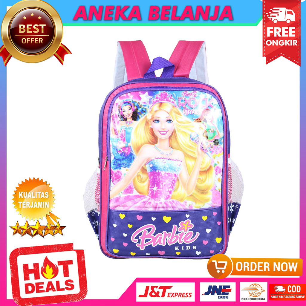 Tas Sekolah Anak Perempuan Lucu Motif Karakter Barbie Tas Gendong Anak Cewek Terbaru Paud TK SD SMP Kekinian Bahan Tebal Kuat Trendy Ransel Anak Murah Kualitas  Import