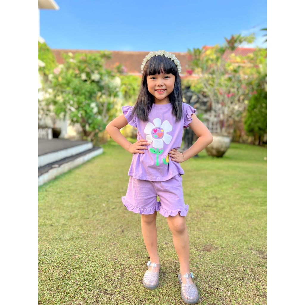 Smilee Amena Set 1-5 Tahun Setelan Ruffle Motif Fashion Anak Perempuan CBKS P100