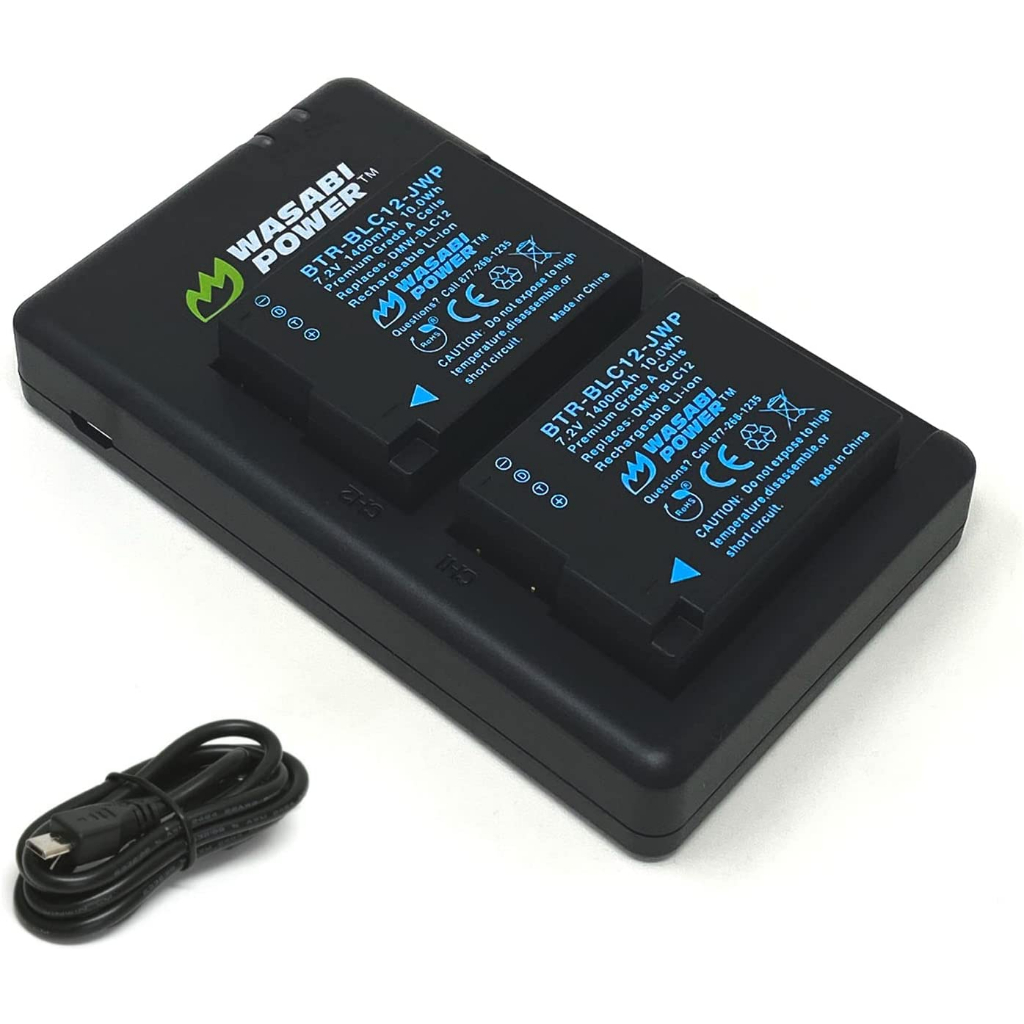 WASABI POWER Battery & Charger for Panasonic DMW-BLC12 BLC12E Baterai Lumix G5 G6 G7 G80 G85 GX8 GH2