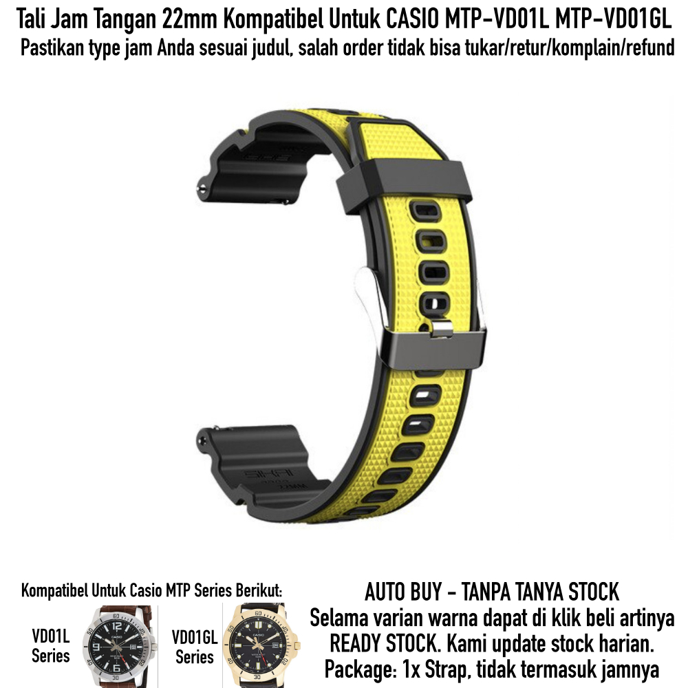 Strap Casio MTP-VD01L VD01GL - Tali Jam 22mm Rubber Sikai Attitude Quick Release