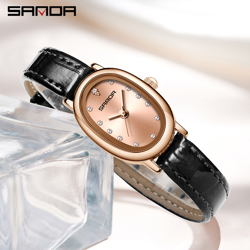 SANDA 1119 Jam Tangan Wanita Analog Retro Style Tali Kulit Quartz WATCHKITE WKOS