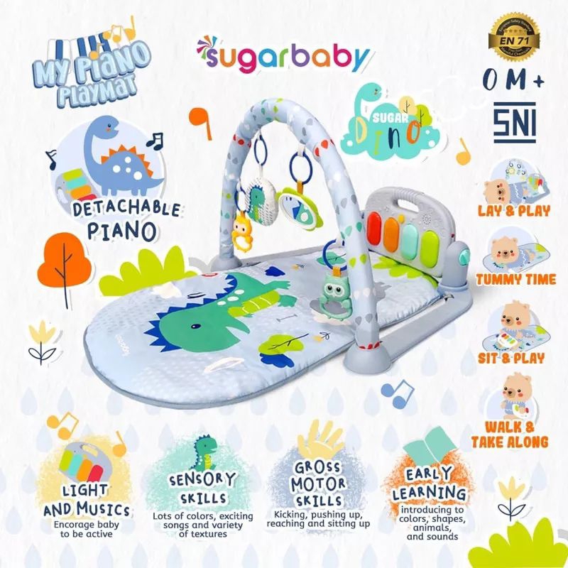 Musical piano ply gym sugar baby playmat mainan bayi