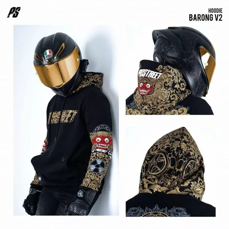 Jaket Sweater Hoodie Motor Prostreet Barong Cultur Terbaru Dan Terlaris 2023 - HOODIE MOTOR PROSTREET BARONG-HITAM PREMIUM KUALITAS DISTRO