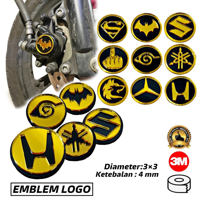 EMBLEM KALIPER / LOGO MOTOR / PLAT NOMOR DLL BAHAN AKRILIK TEBAL 4mm