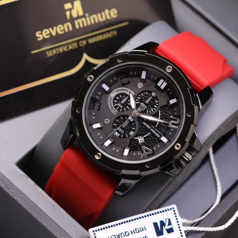 Jam Tangan Pria Original Seven Minute M729 Rubber Water Resist